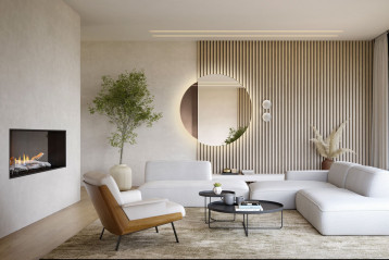 Dekoracyjne podświetlane lustro Eclipse LED z brązową wstawką