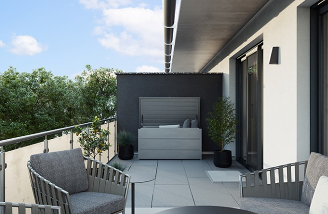 Skrzynia JUNO może być także bardzo przydatnym wyposażeniem balkonu mieszkania w bloku