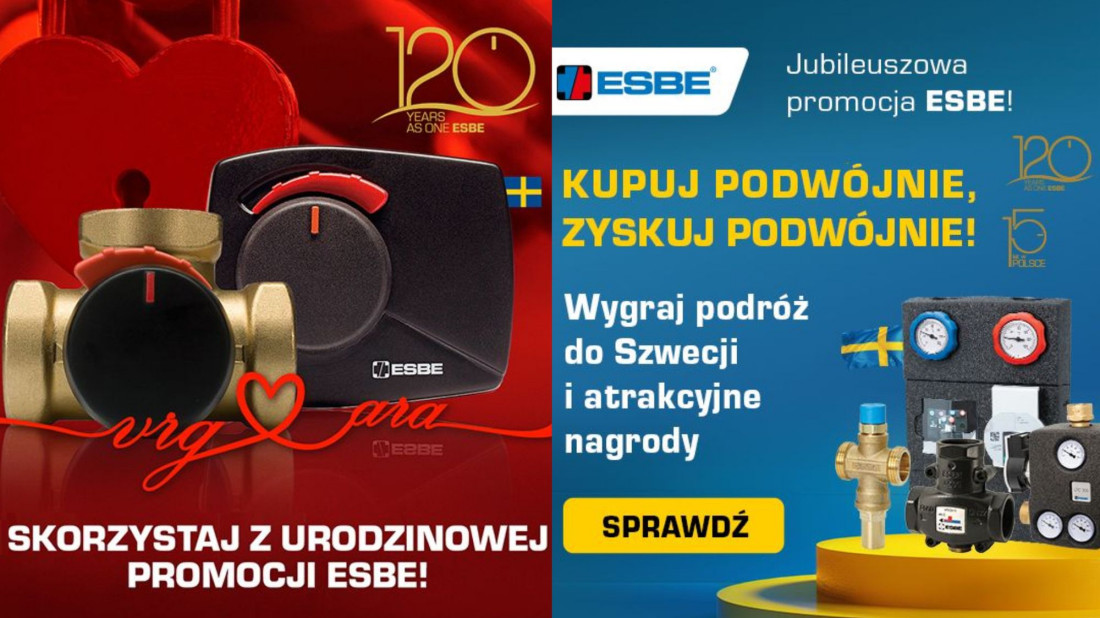 Promocje ESBE 2026 i nagrody. Kupuj VRG, ARA, VTC, VTN, LTC grupy pompowe i wygrywaj