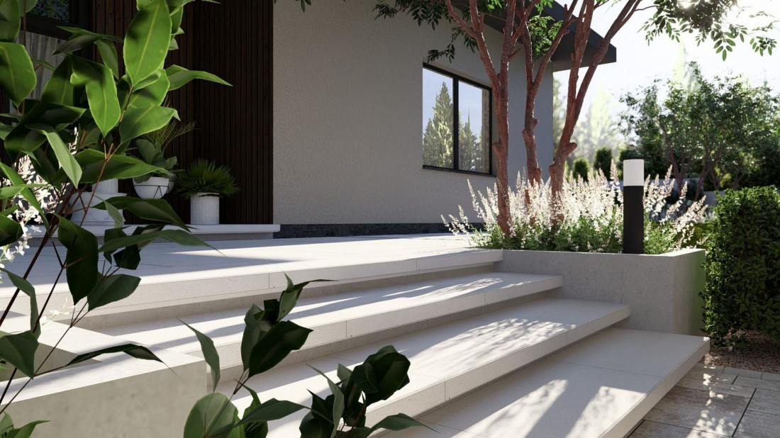 Semmelrock na wiosnę - nawierzchnie, palisady i donice Livello Grande, Ventura i taupe wokól domu i do ogrodu