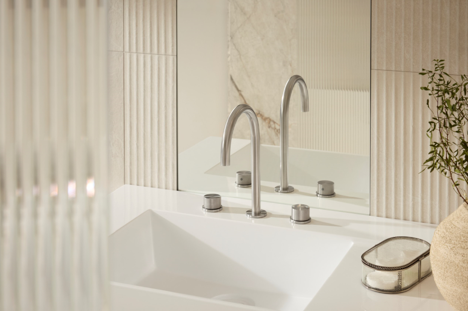 MOZA 316L bateria umywalkowa 3-otworowa. Naturalnie piękna. Niezawodna na lata