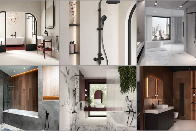 Zestawy natryskowe gun metal i black do nowoczesnej łazienki