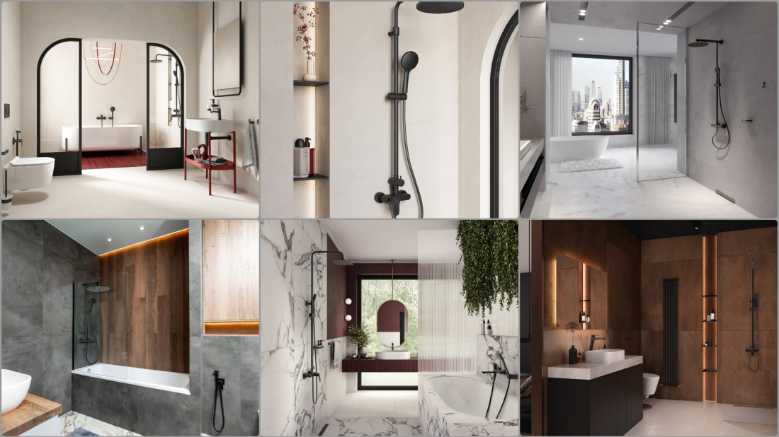 Zestawy natryskowe gun metal i black do nowoczesnej łazienki