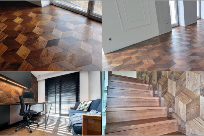 Podłoga geometryczna Cube – nowoczesny wzór, trwałość i naturalne drewno