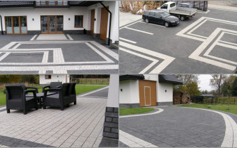 Akropolis płukany wokół obiektu handlowego – elegancka nawierzchnia inspirowana naturalnym kamieniem