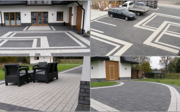 Akropolis płukany wokół obiektu handlowego – elegancka nawierzchnia inspirowana naturalnym kamieniem