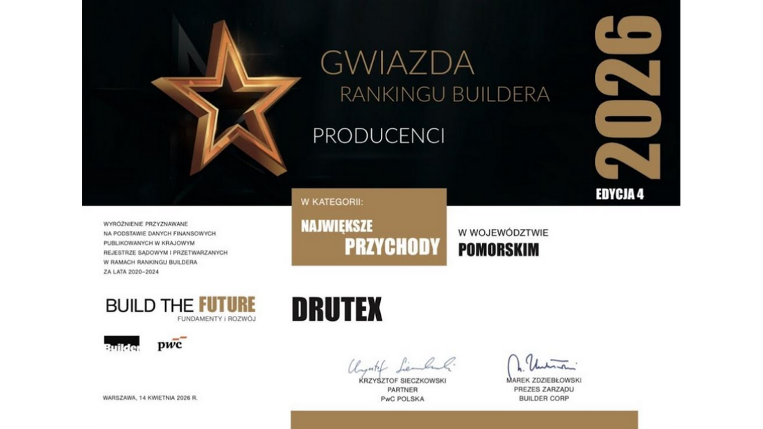 Drutex potwierdza dominację na rynku. Prestiżowa nagroda dla lidera z Bytowa