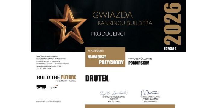 Drutex potwierdza dominację na rynku. Prestiżowa nagroda dla lidera z Bytowa