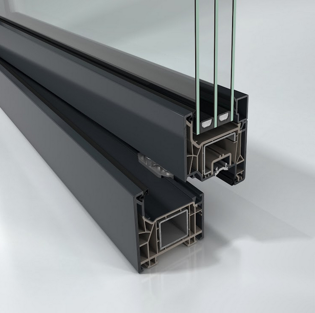 Przekrój przez okno Schüco FocusIng o głębokości zabudowy 70/76 mm