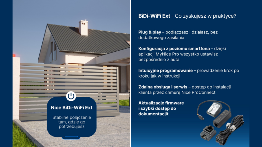 Stabilna łączność bez barier. Jak BiDi-WiFi Ext zmienia standard instalacji automatyki Nice?