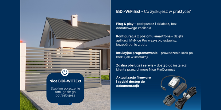 Stabilna łączność bez barier. Jak BiDi-WiFi Ext zmienia standard instalacji automatyki Nice?