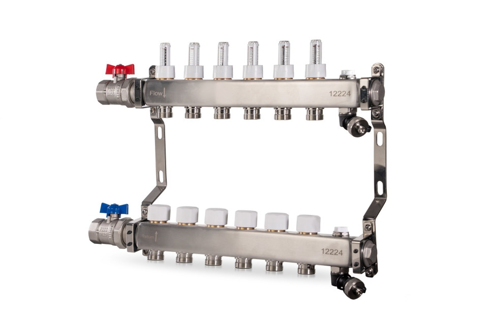 Rozdzielacz do ogrzewania podłogowego ze stali nierdzewnej Reliance Valves