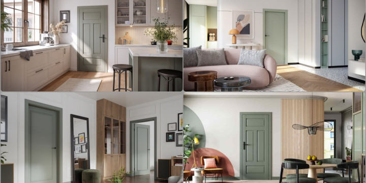 Szałwiowa zieleń i oliwka we wnętrzach – modne drzwi 2026