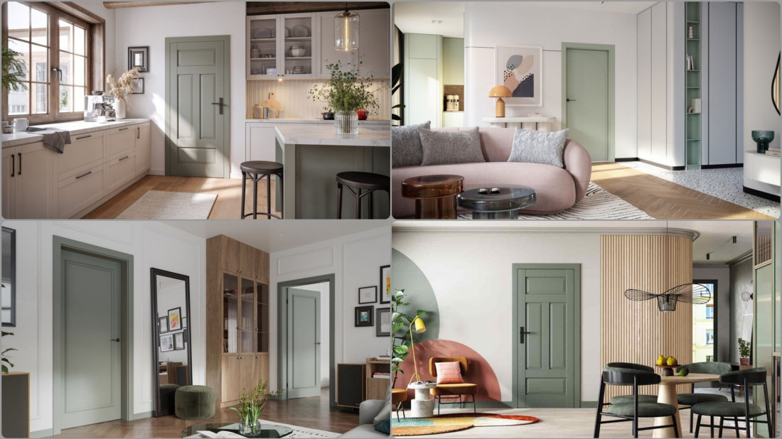 Szałwiowa zieleń i oliwka we wnętrzach – modne drzwi 2026