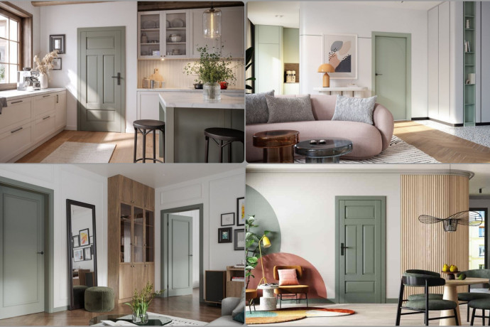 Szałwiowa zieleń i oliwka we wnętrzach – modne drzwi 2026