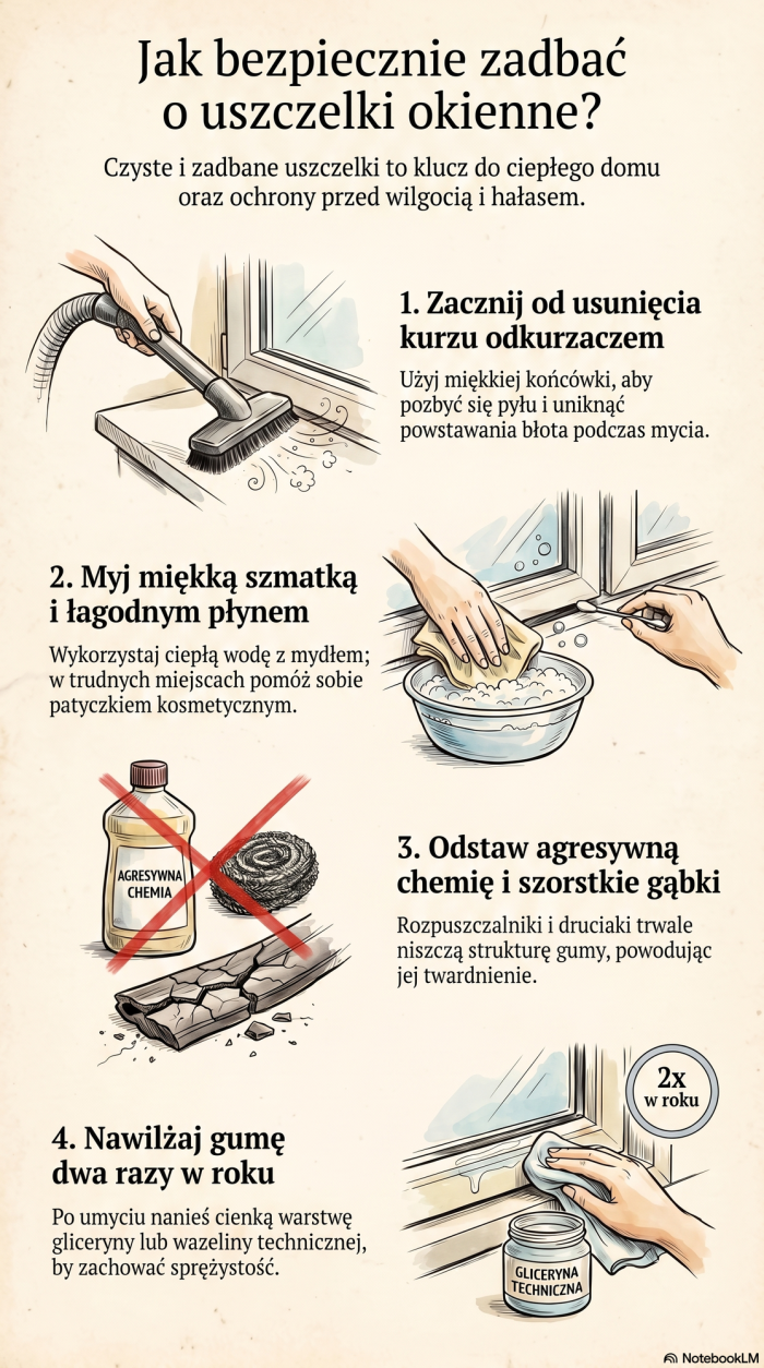 Infografika: Jak dbać o uszczelki okienne? 4 kroki, o których warto pamiętać