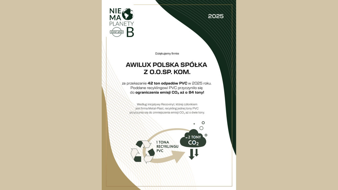 42 tony PVC wróciły do obiegu. Ekologiczny krok AWILUX