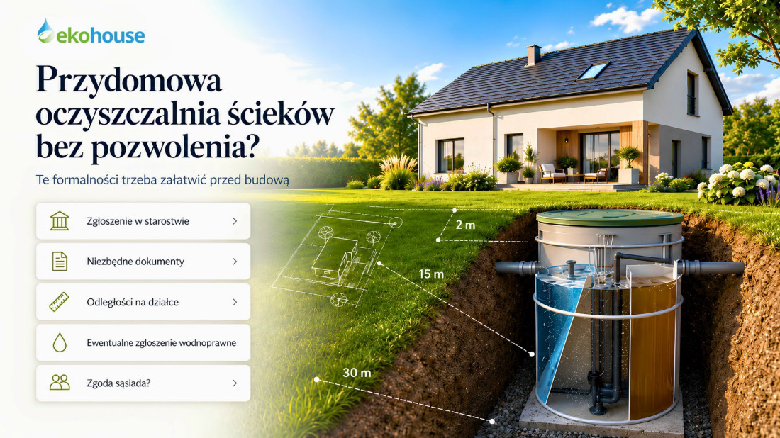 Przydomowa oczyszczalnia ścieków bez pozwolenia? Te formalności trzeba załatwić przed budową