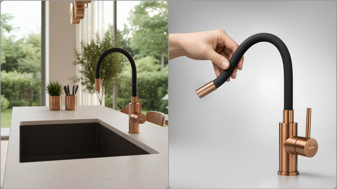 Bateria, która odmienia kuchnię. Poznaj ZUMBA INOX BRUSHED COPPER od FERRO