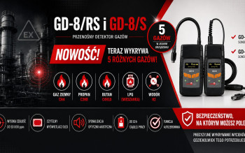 Przenośne detektory GD-8/RS i GD-8/S teraz z pomiarem 5 rodzajów gazu jednocześnie