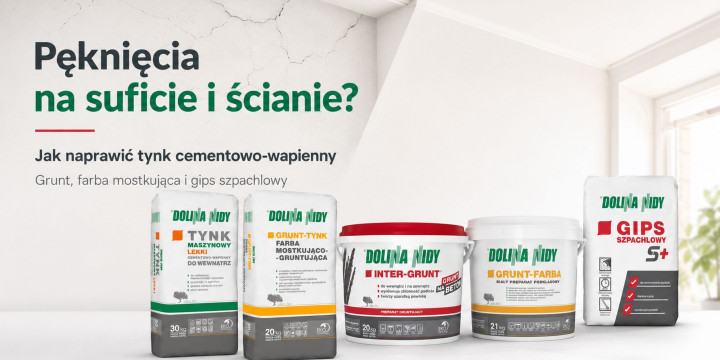 Pajęczynka pęknięć na suficie i ścianie. Czy grunt, farba mostkująca i gips szpachlowy rozwiążą problem?