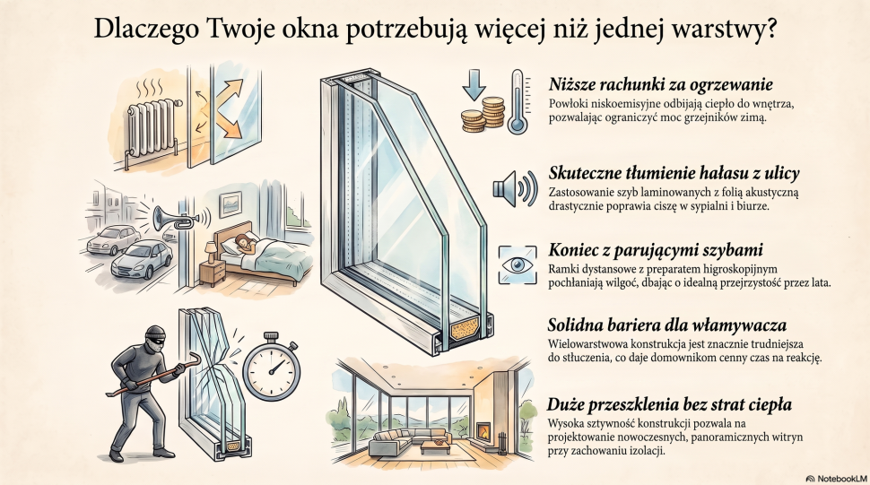 Infografika: Zalety okien zespolonych