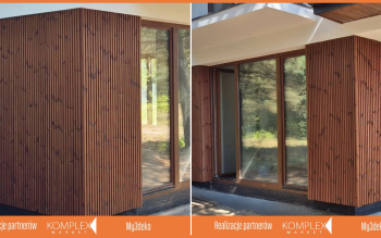 Efekt lameli z pełną ochroną. Elewacja THERMORY C65 w kolorze modrzewia podbija architekturę