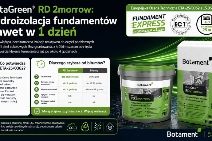 Hydroizolacja fundamentów nawet w 1 dzień. Co wyróżnia BotaGreen RD 2morrow?
