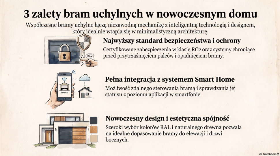 Infografika: Zalety garażowych bram uchylnych