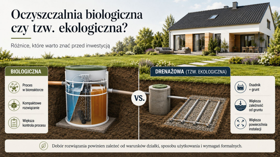 Oczyszczalnia biologiczna czy tzw. ekologiczna (drenażowa)? Różnice przed inwestycją