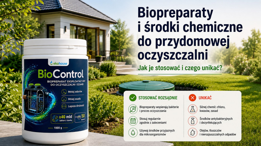 Biopreparaty i środki chemiczne do przydomowej oczyszczalni. Jak je stosować i czego unikać?