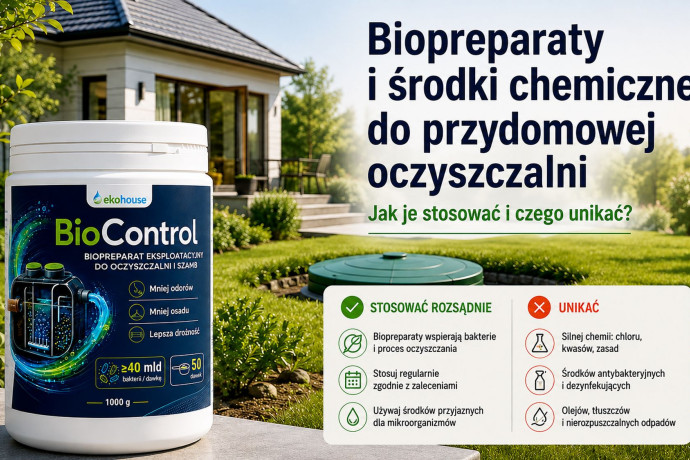 Biopreparaty i środki chemiczne do przydomowej oczyszczalni. Jak je stosować i czego unikać?