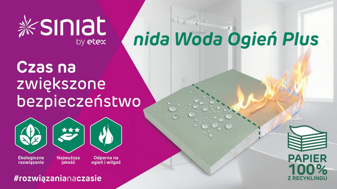 Nida Woda Ogień Plus 15 – płyta GK do wymagających wnętrz