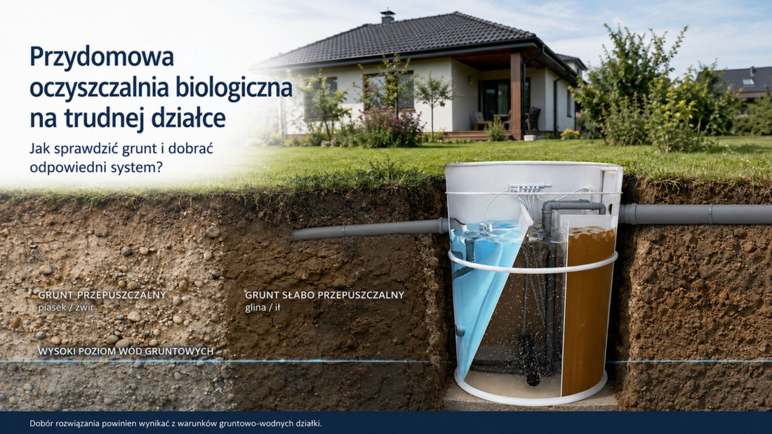 Przydomowa oczyszczalnia biologiczna na trudnej działce. Jak sprawdzić grunt i dobrać system?