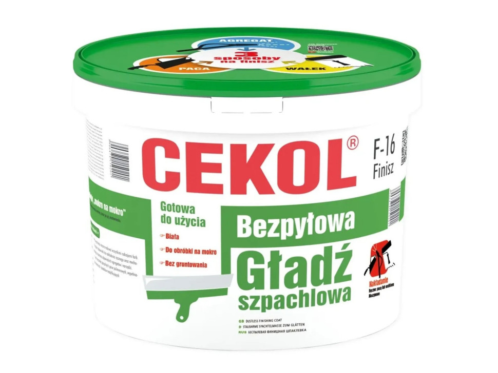 Bezpyłowa gładź szpachlowa Cekol F-16 Finisz