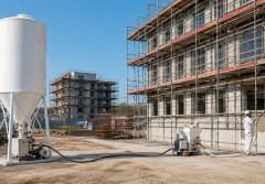 Silos zamiast tysięcy worków. Jak działa system silosowy przy tynkowaniu dużych inwestycji?