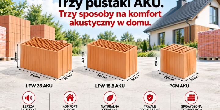 Trzy pustaki „AKU”, trzy zupełnie różne konstrukcje. Który ma 1170 kg/m³?