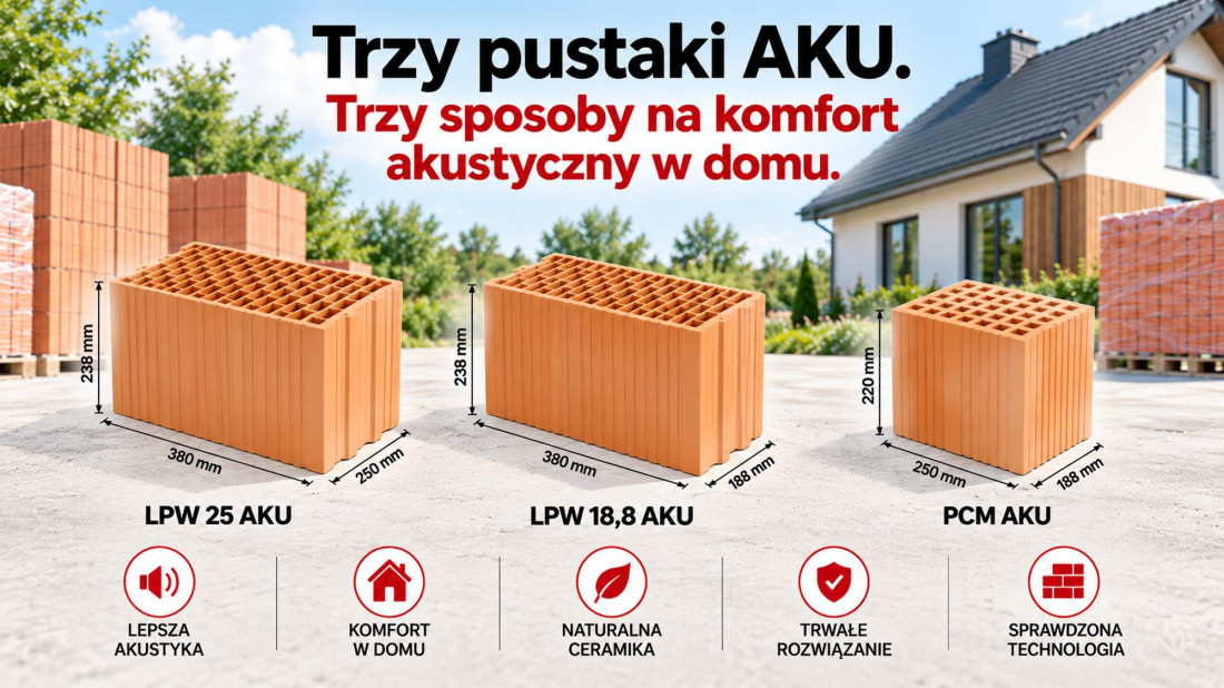 Trzy pustaki „AKU”, trzy zupełnie różne konstrukcje. Który ma 1170 kg/m³?