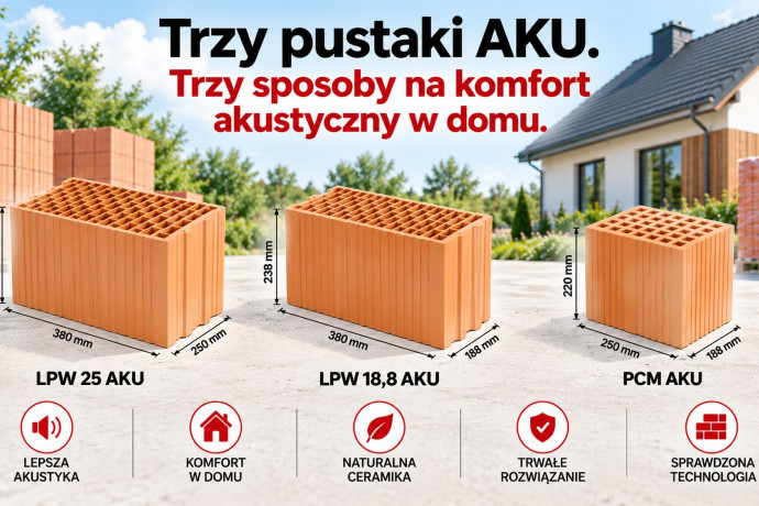 Trzy pustaki „AKU”, trzy zupełnie różne konstrukcje. Który ma 1170 kg/m³?