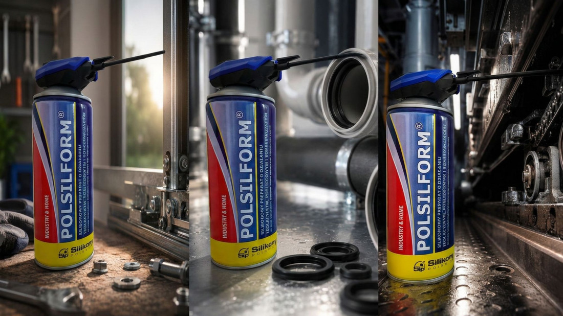 Skrzypiące zawiasy, przymarznięte uszczelki? POLSILFORM® Pro poradzi sobie z jednym i drugim