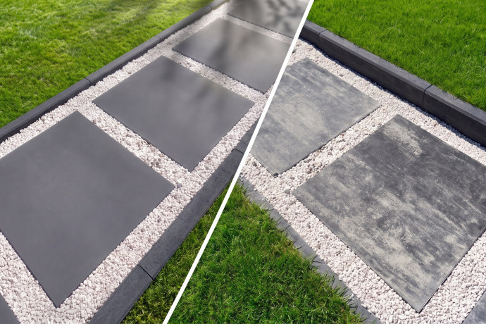 Wielki format wokół domu. Płyty betonowe 90x90 cm na tarasach i ścieżkach ogrodowych