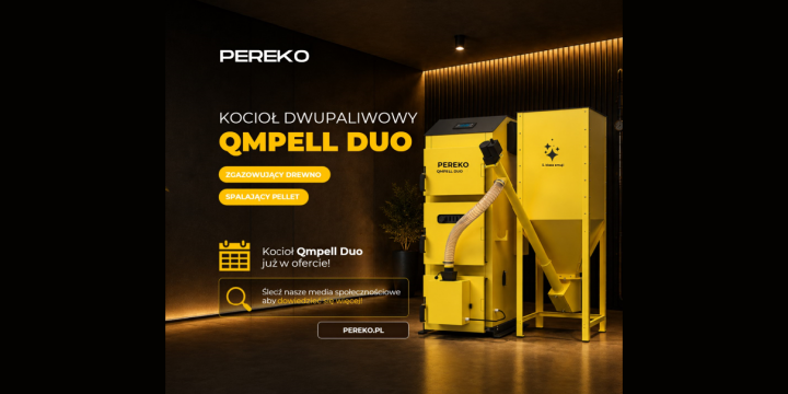 Dwupaliwowy kocioł na drewno i pellet - QmPell DUO