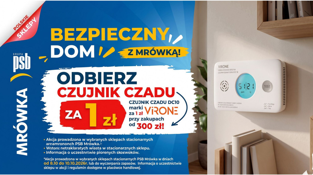 PSB Mrówka rusza z akcją "Bezpieczny dom z Mrówką". Czujnik czadu za 1 zł dla klientów