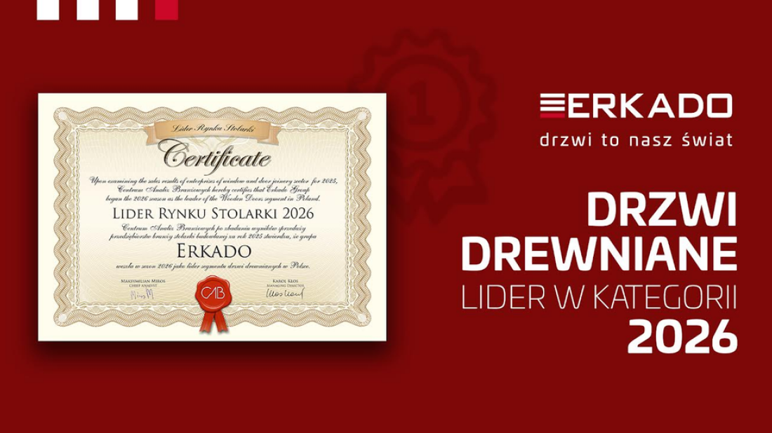 ERKADO ponownie na czele branży. Prestiżowy tytuł Lidera Rynku Stolarki w roku 50-lecia firmy