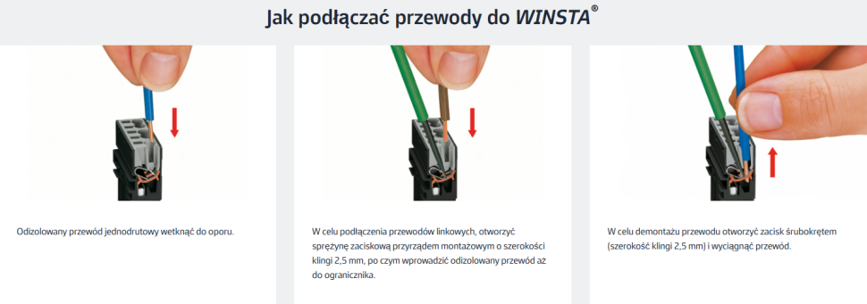 Jak podłączać przewody do WINSTA® - krok 1