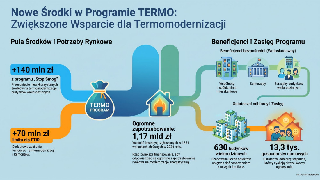 Ponad 140 mln zł więcej na termomodernizację. Nowe środki na poprawę efektywności energetycznej budynków